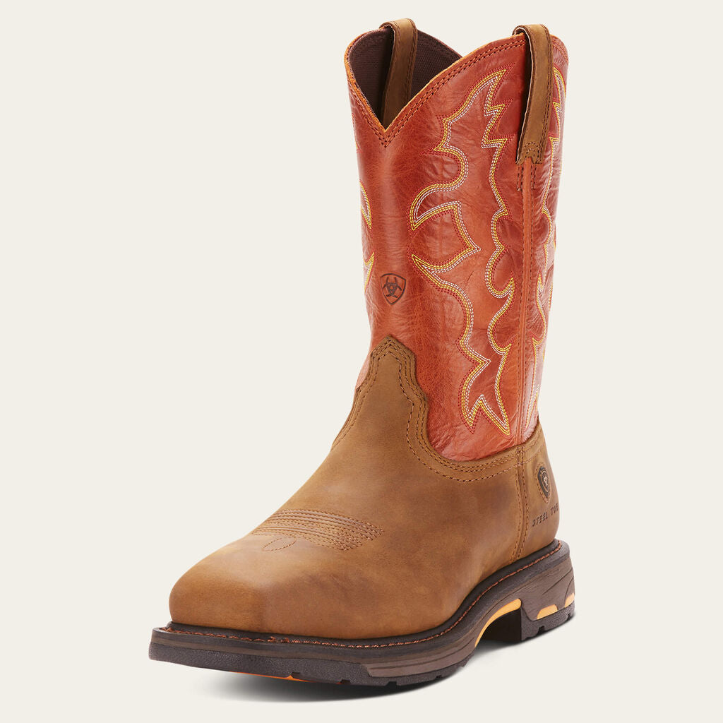 WorkHog Wide Square Toe Steel Toe Work Boot 3-4 Front