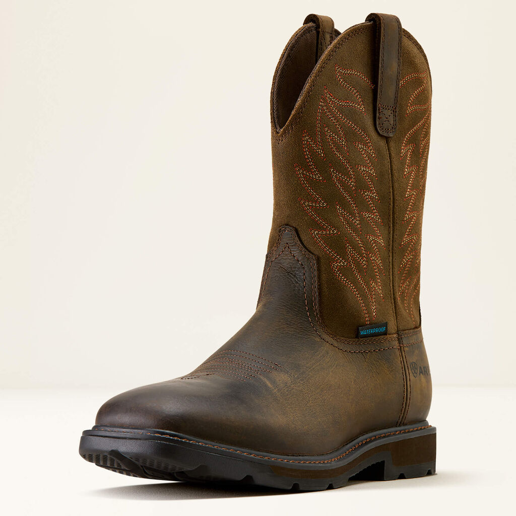 Groundbreaker Wide Square Toe Waterproof Work Boot 3-4 Front