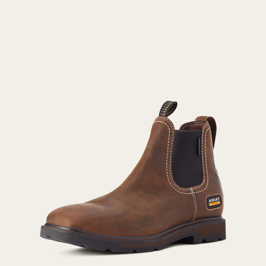 Groundbreaker Chelsea Wide Square Toe Waterproof Work Boot 3-4 Front