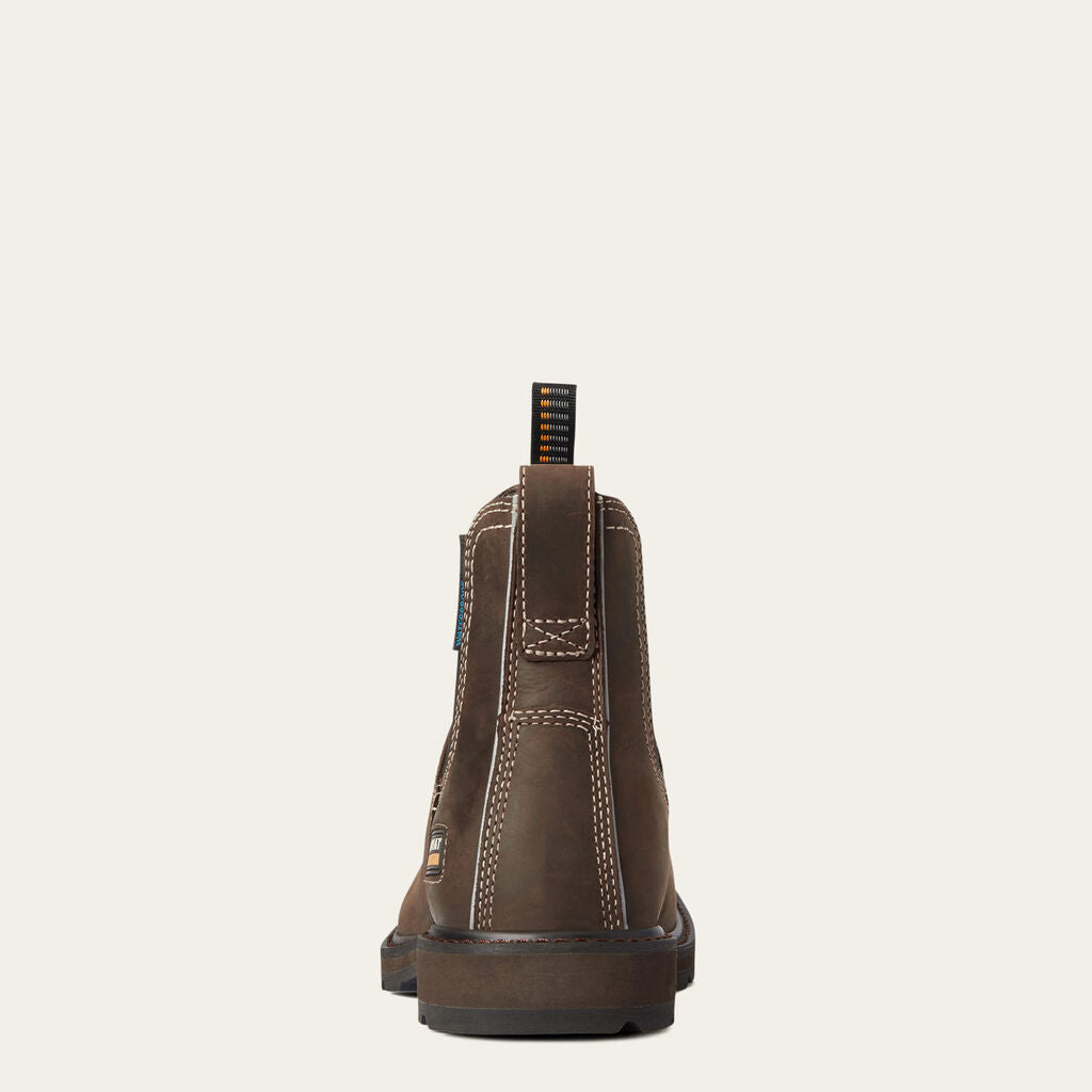 Groundbreaker Chelsea Wide Square Toe Waterproof Work Boot Heel