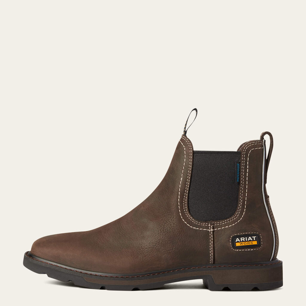 Groundbreaker Chelsea Wide Square Toe Waterproof Work Boot Side