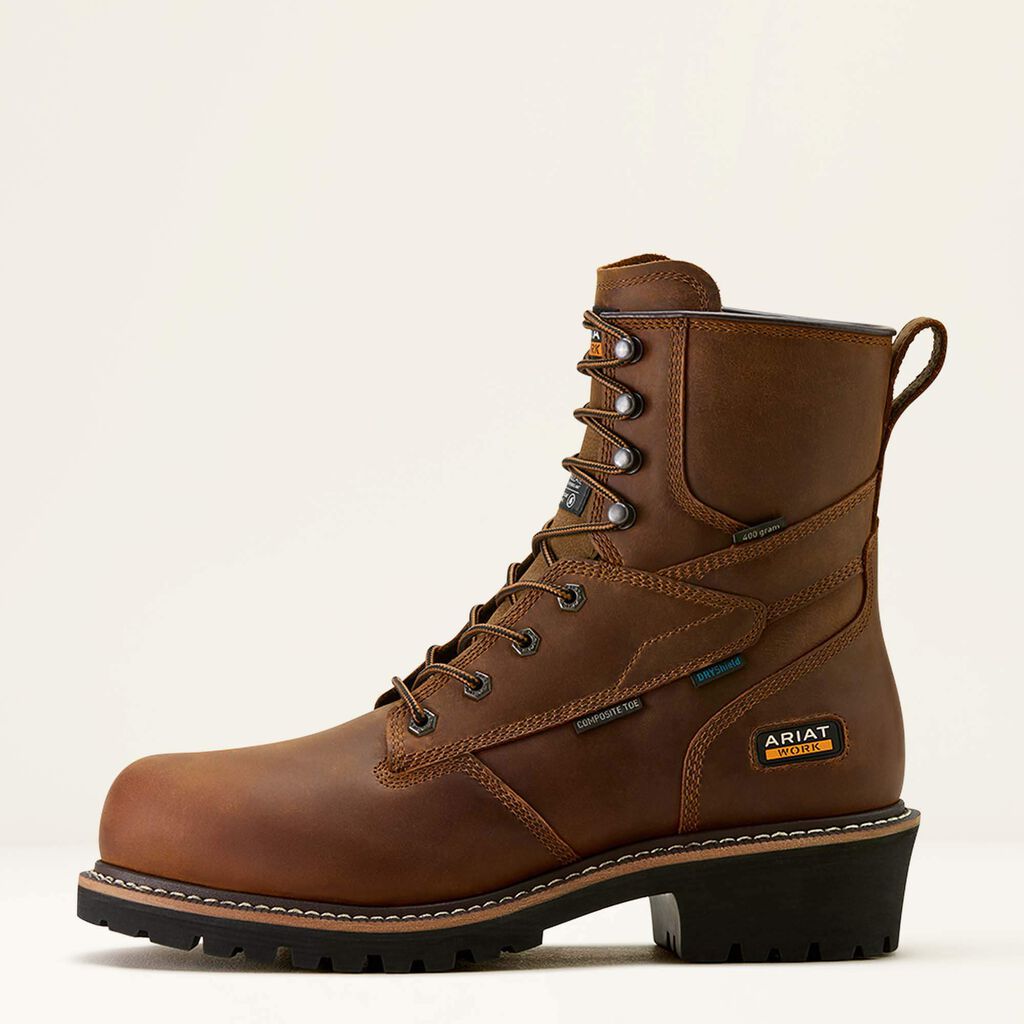 Logger Shock Shield Waterproof Insulated Composite Toe Work Boot Side