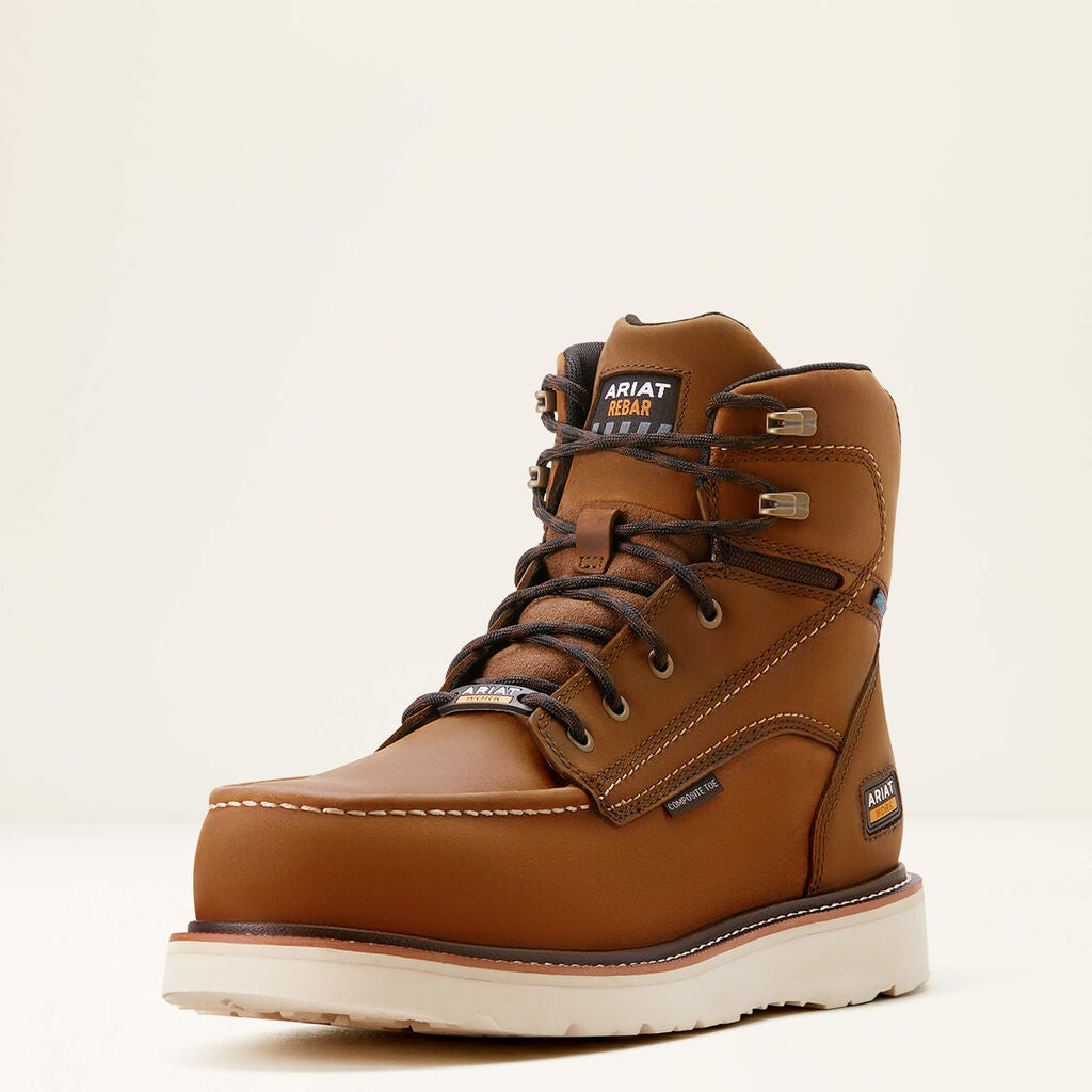 Rebar Wedge Moc Toe 6" Waterproof Composite Toe Work Boot 3-4 Front
