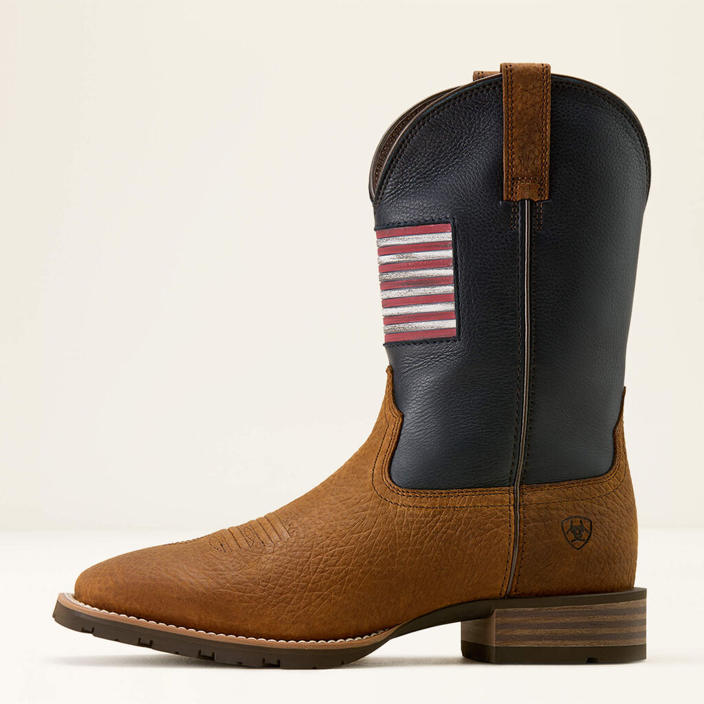 Hybrid Rancher Patriot Wide Square Toe Cowboy Boot Side