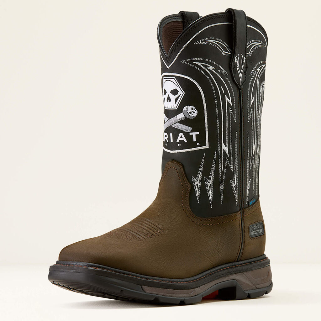 WorkHog XT Bolt Skull Waterproof Wide Square Toe Work Boot 3-4 Front
