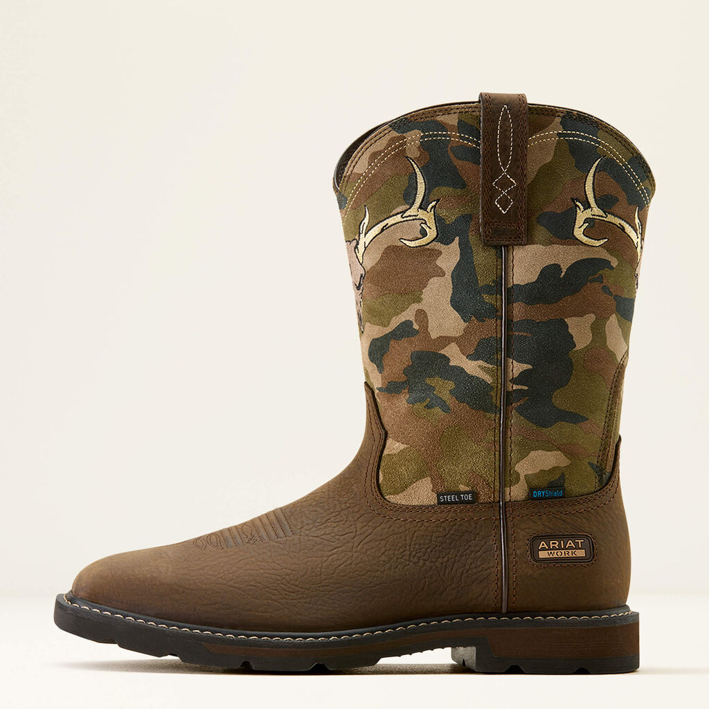 Groundbreaker Antler Waterproof Wide Square Toe Steel Toe Work Boot Side