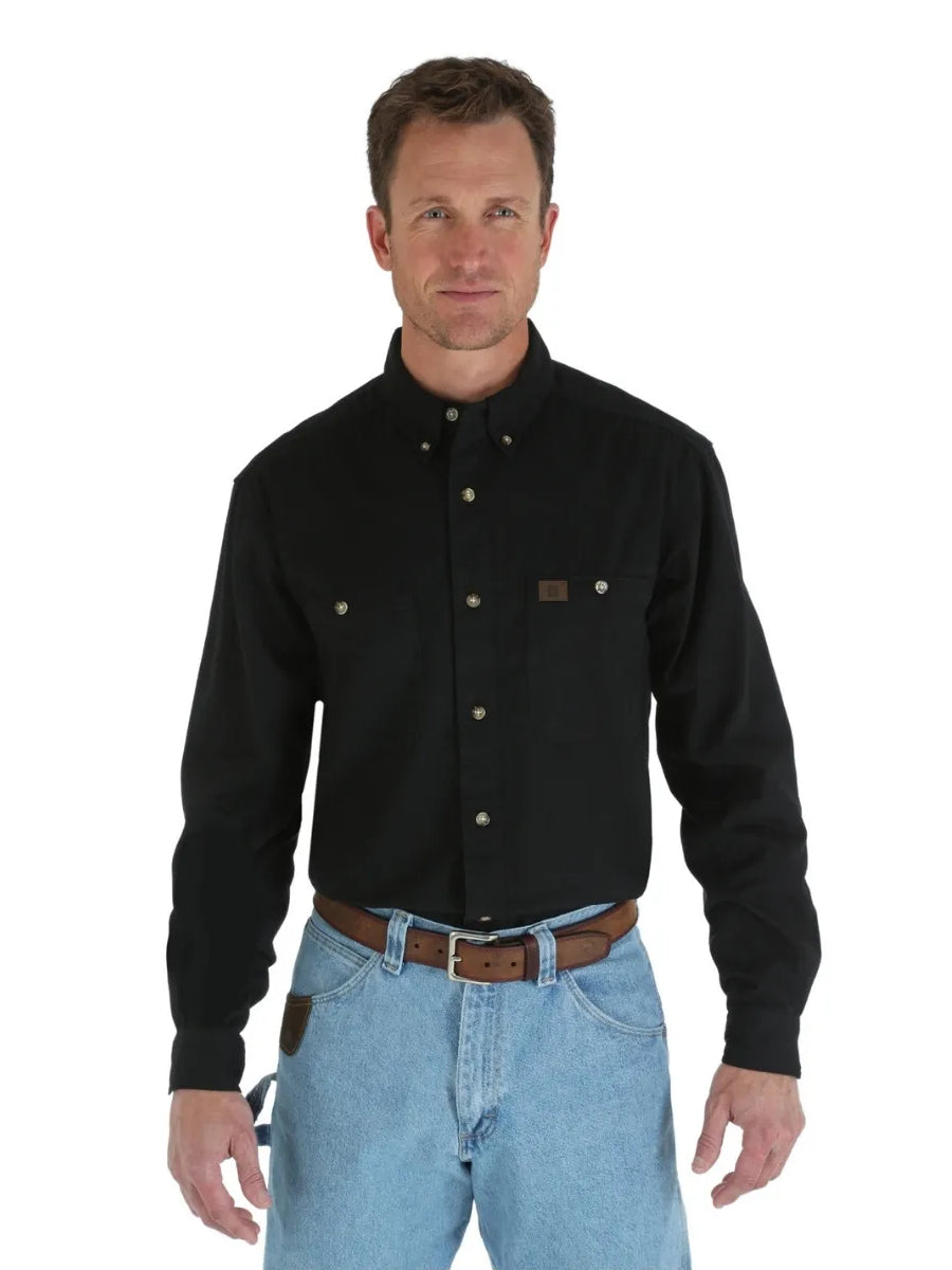 Wrangler® Riggs Workwear® Long Sleeve Button Down Solid Twill Work Shirt