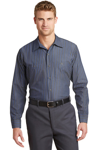 Red Kap® Long Sleeve Striped Industrial Work Shirt