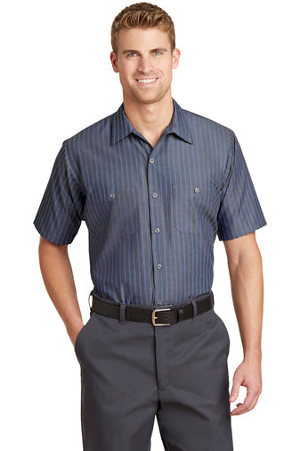 Red Kap® Short Sleeve Striped Industrial Work Shirt