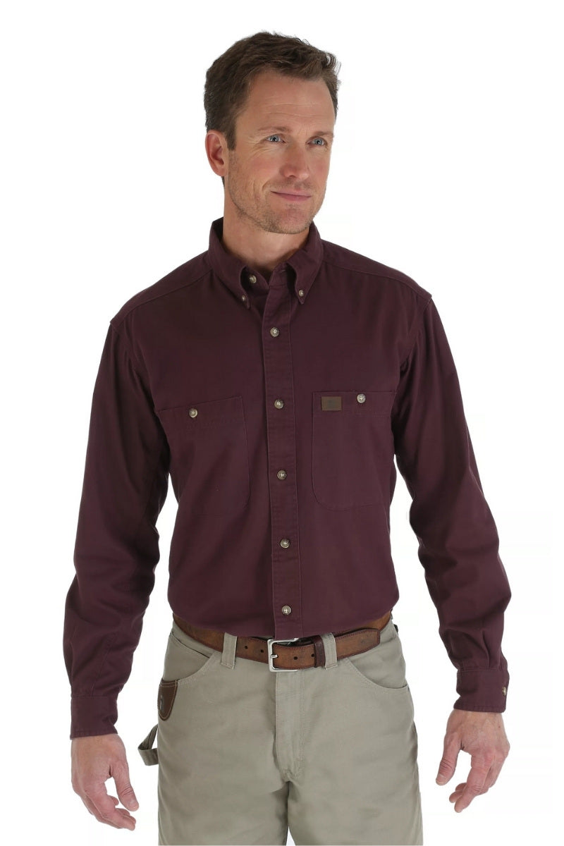 Wrangler® Riggs Workwear® Long Sleeve Button Down Solid Twill Work Shirt