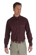 Wrangler® Riggs Workwear® Long Sleeve Button Down Solid Twill Work Shirt