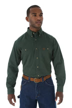 Wrangler® Riggs Workwear® Long Sleeve Button Down Solid Twill Work Shirt