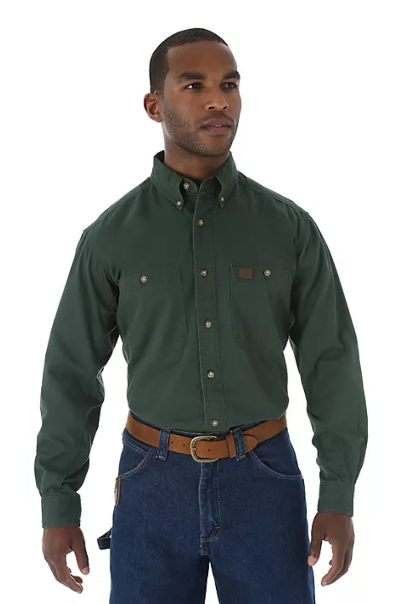 Wrangler® Riggs Workwear® Long Sleeve Button Down Solid Twill Work Shirt