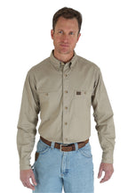 Wrangler® Riggs Workwear® Long Sleeve Button Down Solid Twill Work Shirt