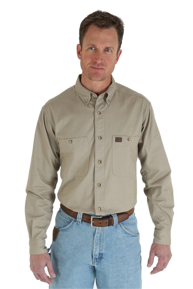 Wrangler® Riggs Workwear® Long Sleeve Button Down Solid Twill Work Shirt