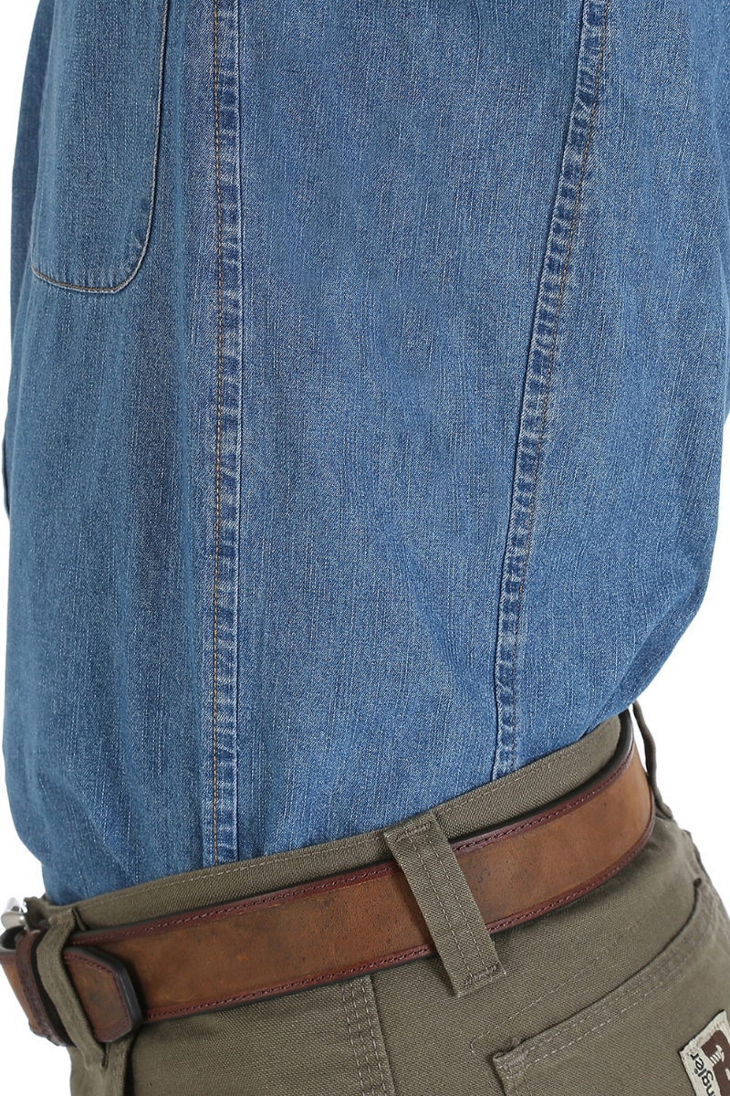 Wrangler® Riggs Workwear® Long Sleeve Button Down Solid Denim Work Shirt
