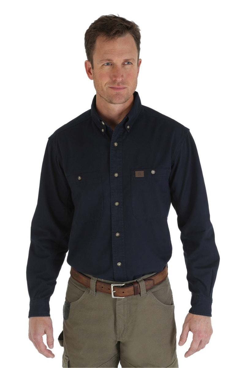 Wrangler® Riggs Workwear® Long Sleeve Button Down Solid Twill Work Shirt